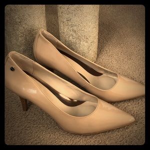 Calvin Klein nude pointed toe heels